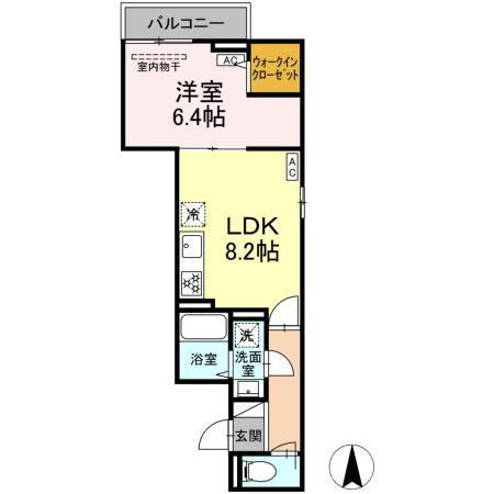 セレスティア関原(1LDK/2階)の間取り写真