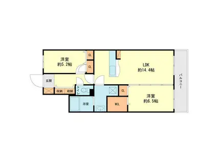 カサグランデII(2LDK/4階)の間取り写真