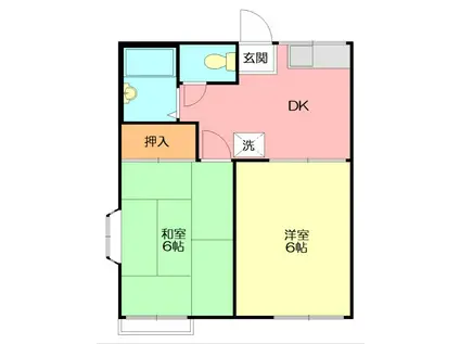 グランデュール西海岸B(2DK/1階)の間取り写真