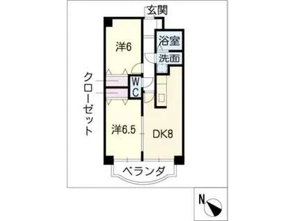 イーストスクエア(2DK/2階)の間取り写真