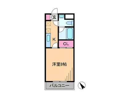 ヴィヴァーチェ日吉(1K/2階)の間取り写真