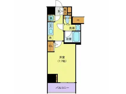 ガリシア中野弥生町(1K/6階)の間取り写真