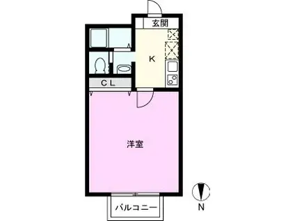 キャメル春日部緑町(1K/2階)の間取り写真