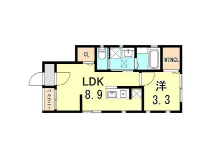 セゾン神田II(1LDK/1階)の間取り写真