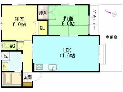カーサピアネータ(2LDK/1階)の間取り写真