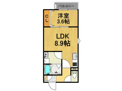 LECOCON弥富III(1LDK/3階)の間取り写真