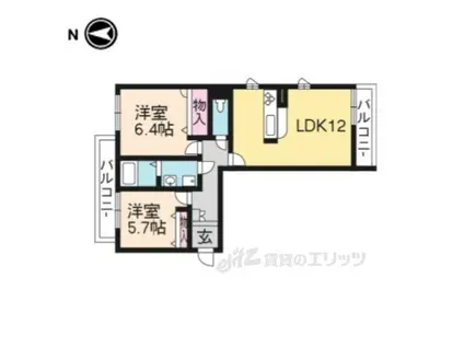 シャーメゾン楠(2LDK/2階)の間取り写真