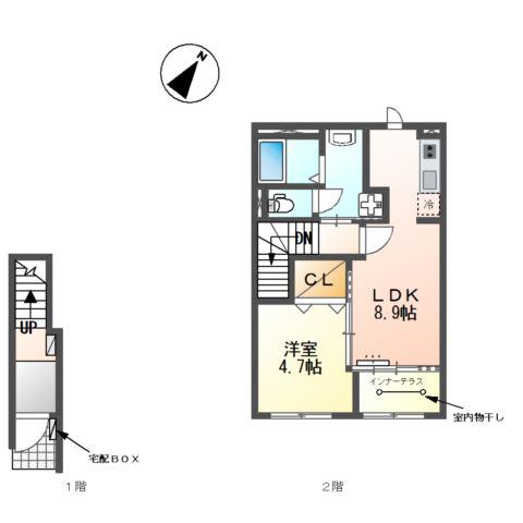 ラ・クレアージュ(1LDK/2階)の間取り写真