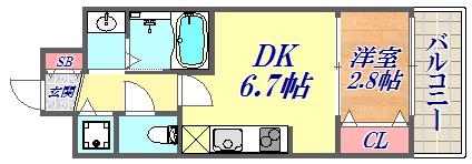 セレニテ神戸元町(1DK/14階)の間取り写真