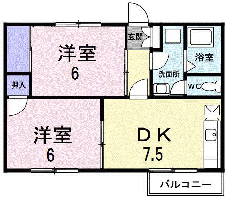 サニ-ヒルA(2DK/1階)の間取り写真
