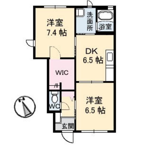 サンヒルズ(2DK/1階)の間取り写真