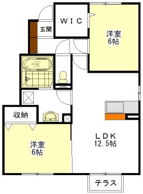 GLORIOUS(2LDK/1階)の間取り写真