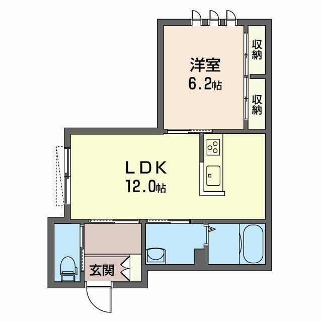 アベリア(1LDK/1階)の間取り写真