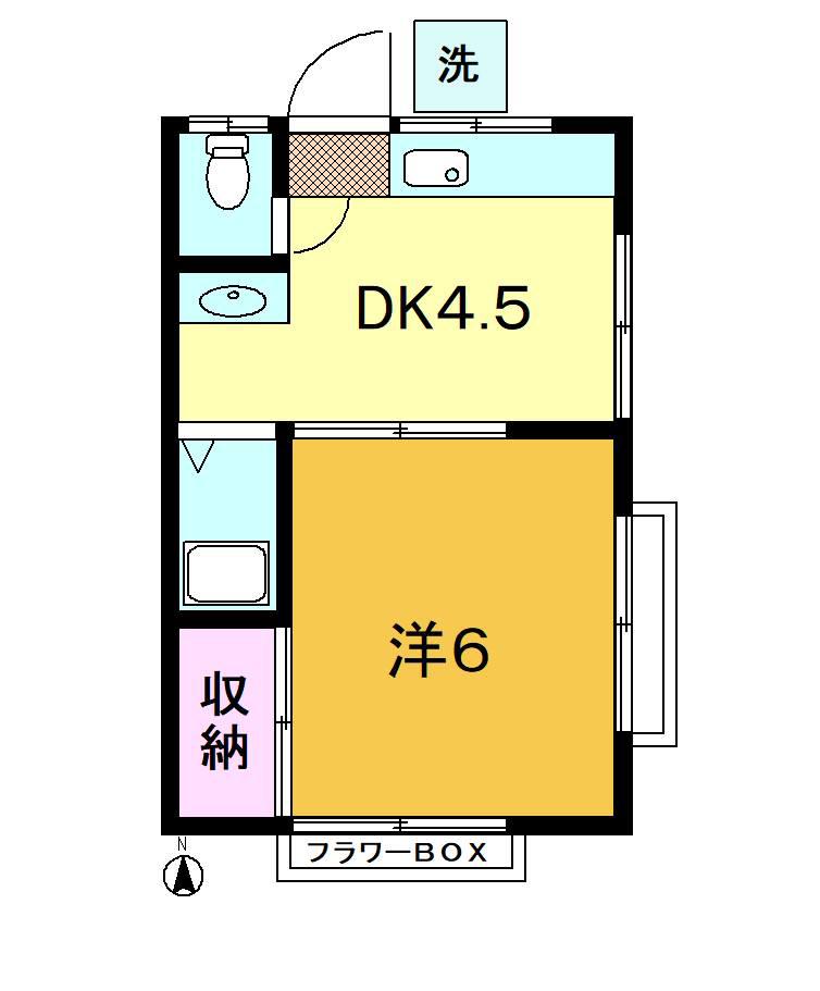 ハウスエリヤ(1DK/2階)の間取り写真