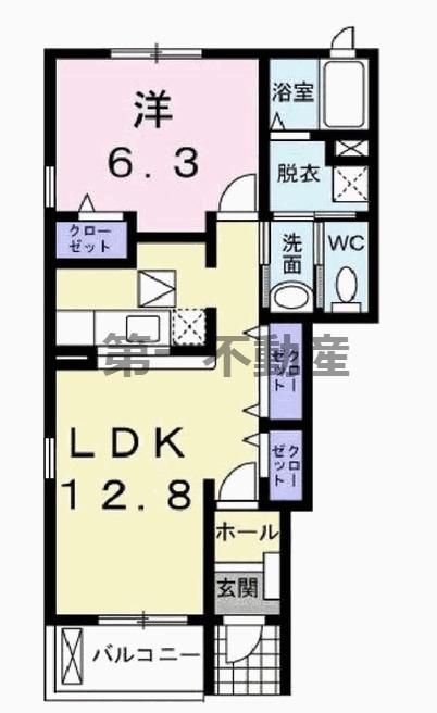 デスパシオ下戸田(1LDK/1階)の間取り写真