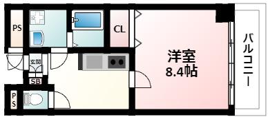 プレリエ江坂(1K/6階)の間取り写真