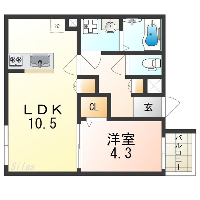 アレグリア鳳ノース(1LDK/3階)の間取り写真