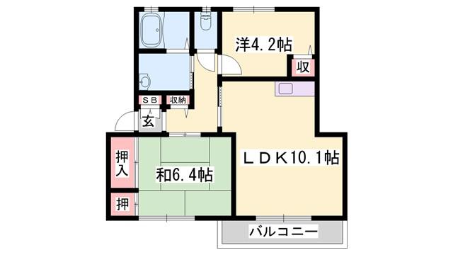 シャーメゾン北野(2LDK/2階)の間取り写真
