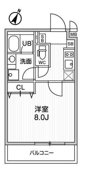 ALTERNA北品川(1K/2階)の間取り写真