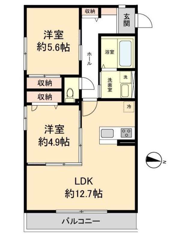 マノワール MANOIR(2LDK/2階)の間取り写真