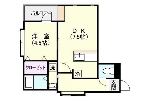 ルモンド(1DK/2階)の間取り写真
