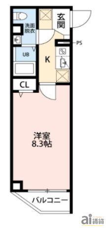 ヒルズ東町(1K/1階)の間取り写真