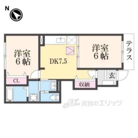 トゥルースラルジュⅡ(2DK/1階)の間取り写真