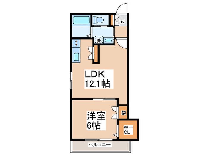 キャスティ長津田(1LDK/4階)の間取り写真