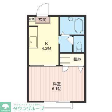ドミール津田(1K/2階)の間取り写真
