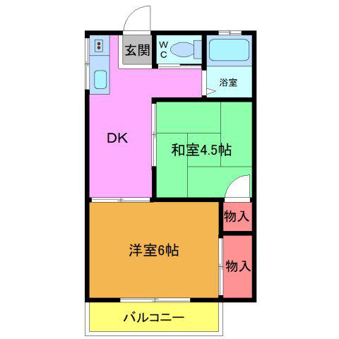 誉コーポ(2DK/2階)の間取り写真