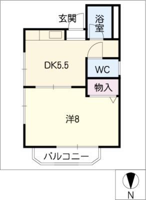 ヴァンテアン山花(1DK/1階)の間取り写真