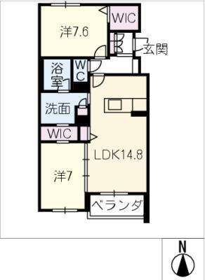 PREMIAS 上社(2LDK/2階)の間取り写真