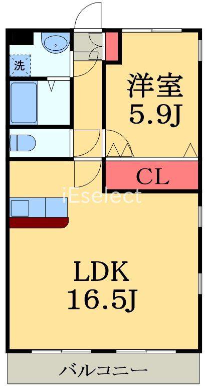 こうやマンション(1LDK/2階)の間取り写真