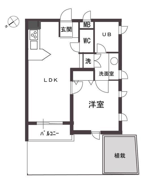 エルスタンザ中目黒(1LDK/1階)の間取り写真