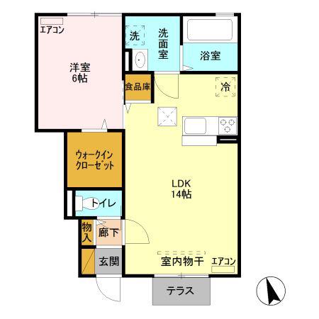 マルベリー(1LDK/1階)の間取り写真