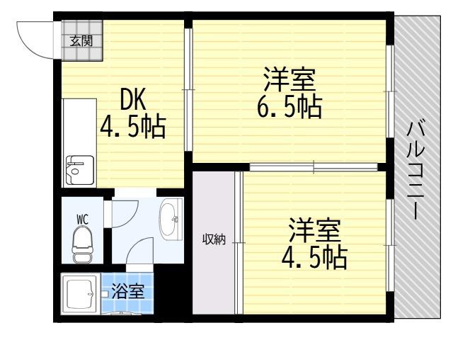 高殿マンション(2DK/4階)の間取り写真