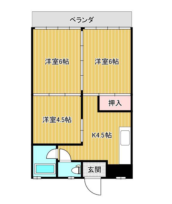 グランテージ谷川(3K/3階)の間取り写真