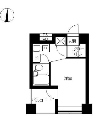 スカイコート高田馬場第2(ワンルーム/6階)の間取り写真