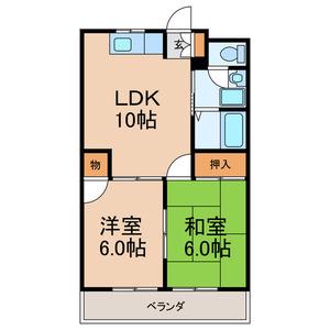 グランビュー戸部(2LDK/4階)の間取り写真