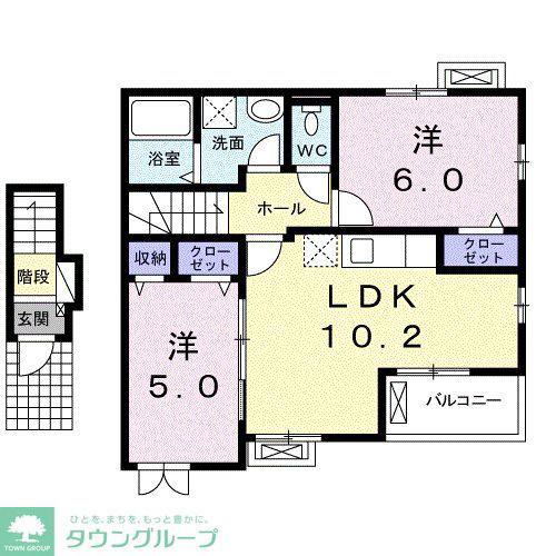 カーサクアットロ(2LDK/2階)の間取り写真