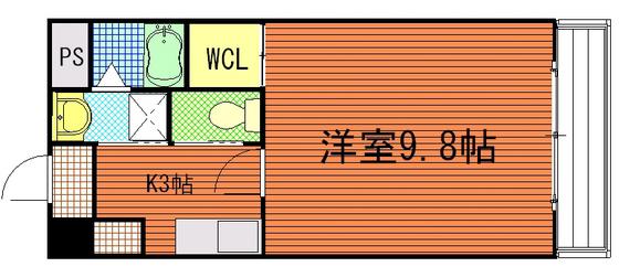 ヴィラサクライ(1K/3階)の間取り写真