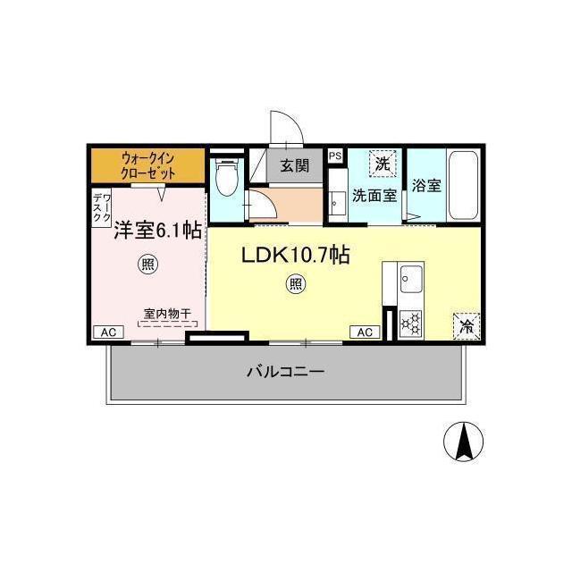 SAKURA B棟(1LDK/2階)の間取り写真