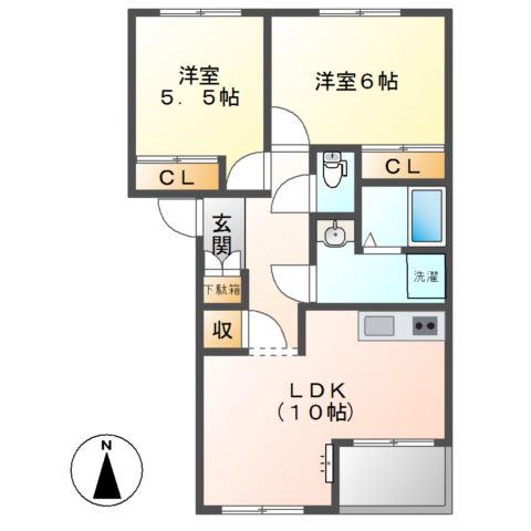 エルハイム(2LDK/2階)の間取り写真