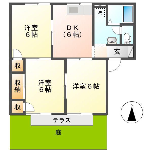 セジュール貝吹A棟(3DK/1階)の間取り写真