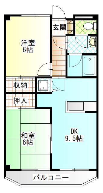 ロワール市川(2LDK/4階)の間取り写真