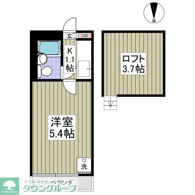リコリス B(1K/2階)の間取り写真