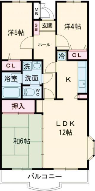 アーク河辺(3LDK/4階)の間取り写真