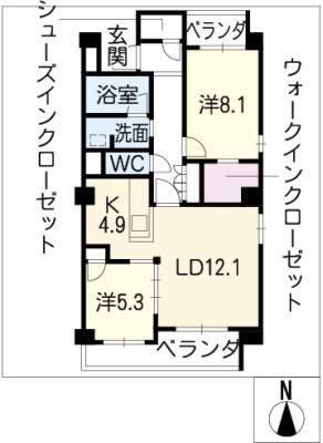 プライムメゾン御器所(2LDK/4階)の間取り写真