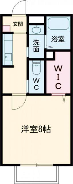 ヴィラージュ大開B棟(1K/2階)の間取り写真