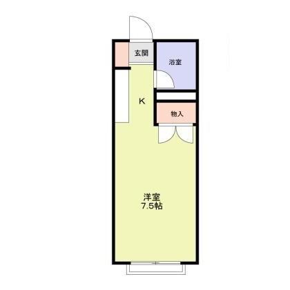 エステートピア汐之宮(ワンルーム/2階)の間取り写真